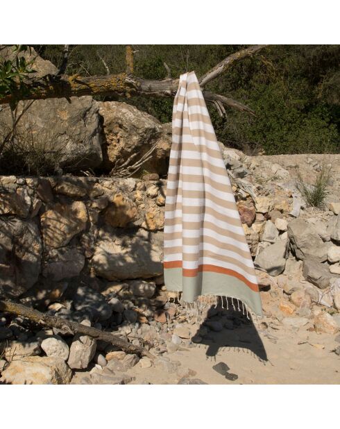 Arcachon tricolore fouta beige/terracotta