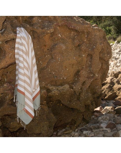 Arcachon tricolore fouta beige/terracotta
