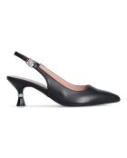 Slingbacks en Cuir Gaia noires - Talon 5 cm