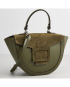 Sac à main en Velours de Cuir Votti vert bouteille - 28x21x9 cm