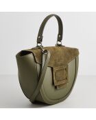 Sac à main en Velours de Cuir Votti vert bouteille - 28x21x9 cm