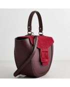 Sac à main en Velours de Cuir Votti bordeaux - 28x21x9 cm