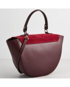 Sac à main en Velours de Cuir Votti bordeaux - 28x21x9 cm