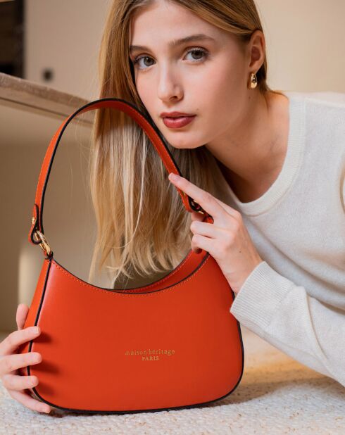 Sac porté épaule en Cuir Aline orange foncé - 27.5x21x6.5 cm