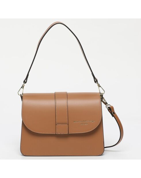 Sac porté épaule en Cuir Ligou camel - 24x16.5x12 cm