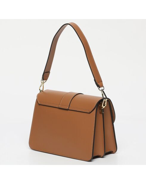 Sac porté épaule en Cuir Ligou camel - 24x16.5x12 cm