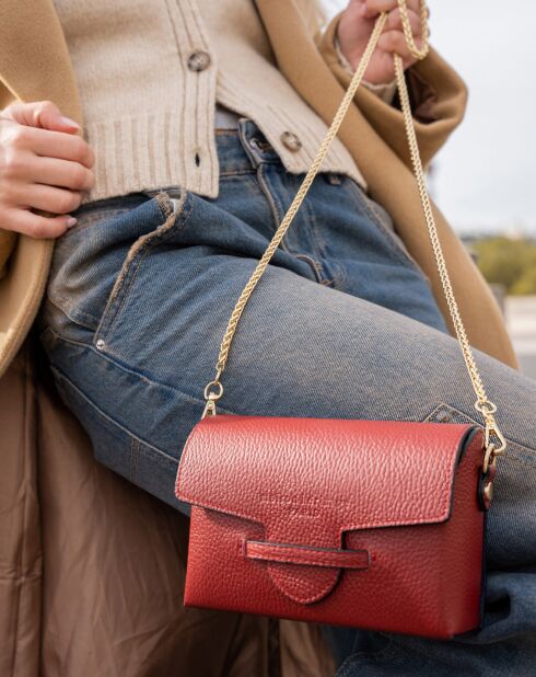 Sac bandoulière en Cuir Mani rouge foncé - 19x13x6.5 cm