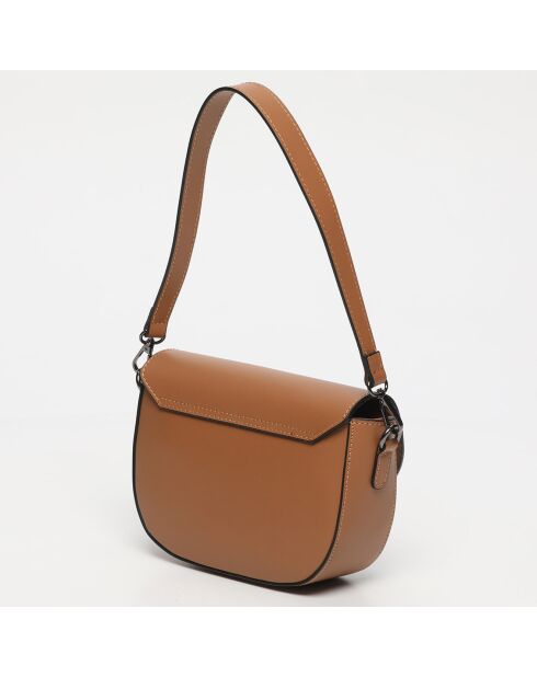 Sac bandoulière en Cuir Nelly camel - 21x15x7 cm