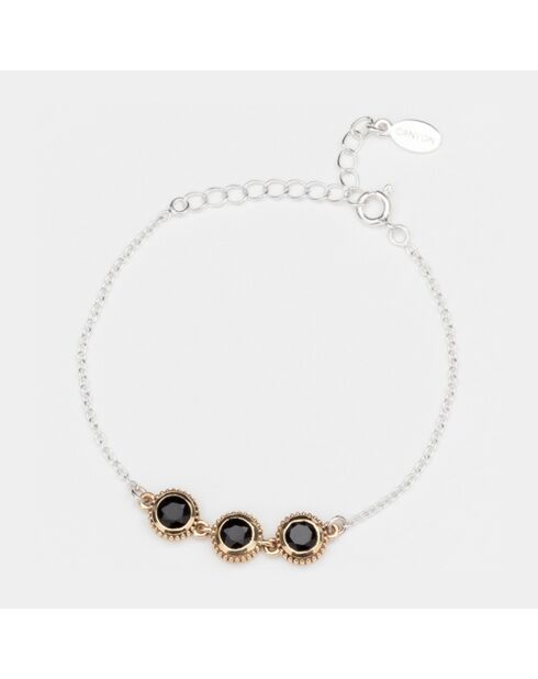 Bracelet en Argent, Laiton & Onyx noir