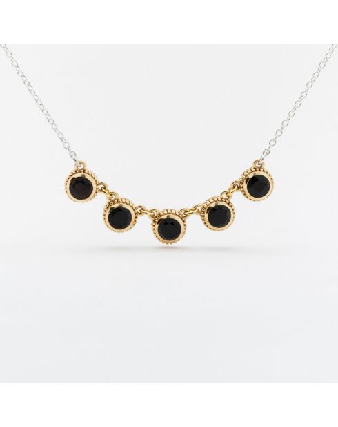Collier en Argent, Laiton & Onyx noir