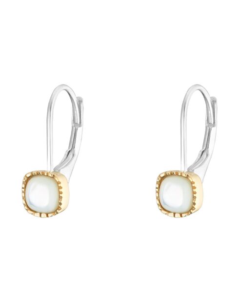 Boucles d'oreilles en Argent, Laiton & Nacre blanche