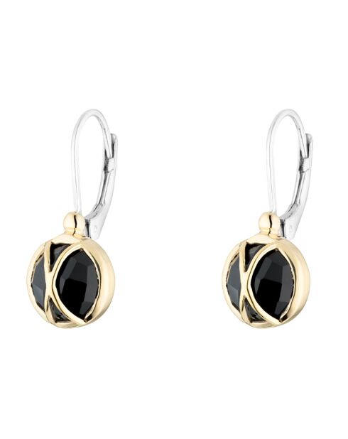 Boucles d'oreilles en Argent, Laiton & Onyx noir