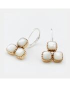 Boucles d'oreilles en Argent, Laiton & Nacre blanche