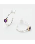 Boucles d'oreilles en Argent, Laiton & Améthyste violette