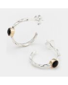 Boucles d'oreilles en Argent, Laiton & Onyx noir