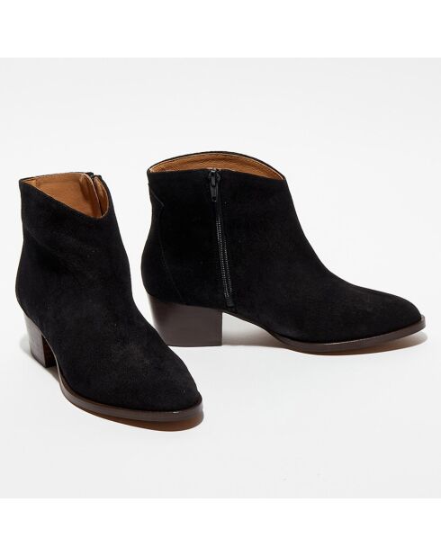 Boots en Velours de Cuir Nina noires