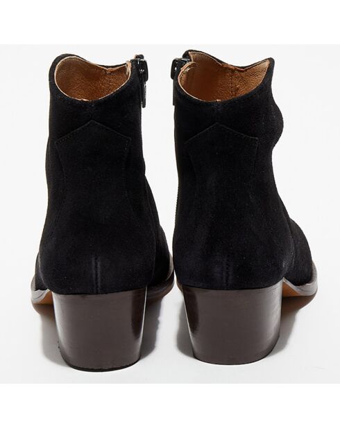 Boots en Velours de Cuir Nina noires