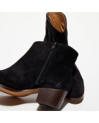 Boots en Velours de Cuir Nina noires