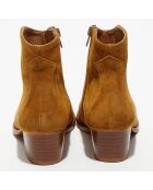 Boots en Velours de Cuir Nina camel