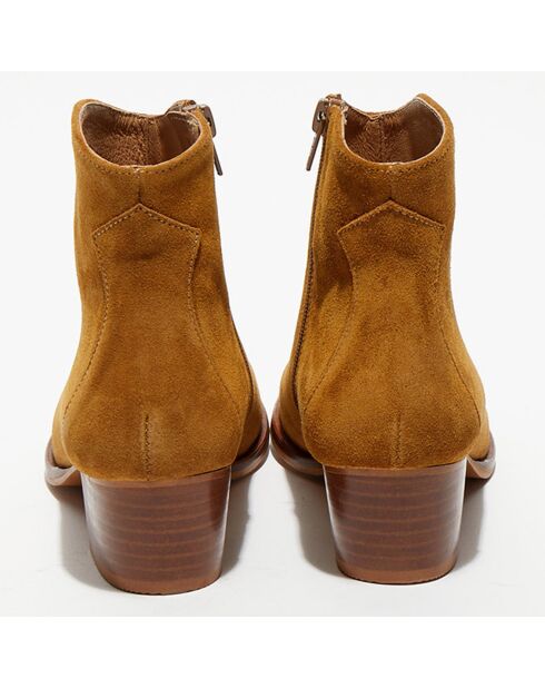 Boots en Velours de Cuir Nina camel