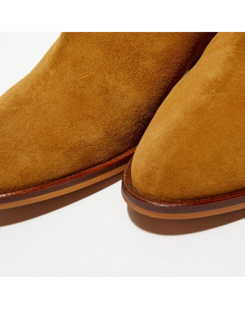 Boots en Velours de Cuir Nina camel