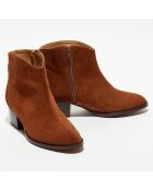 Boots en Velours de Cuir Nina marron