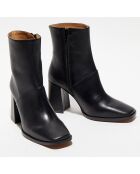 Bottines en Cuir Lorina noires - Talon 8,5 cm