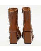 Bottines en Cuir Lorina camel - Talon 8,5 cm