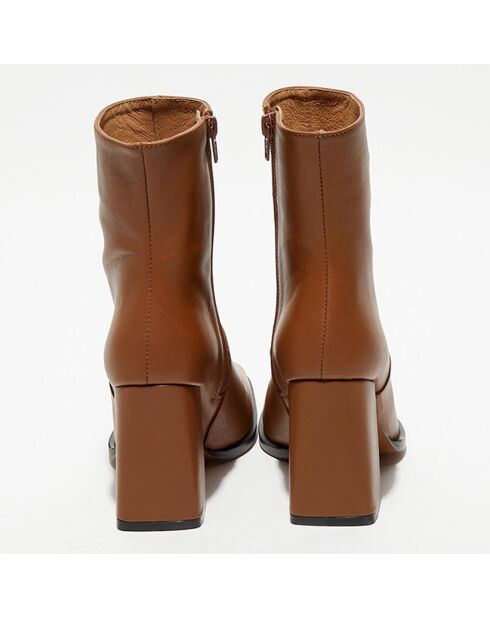 Bottines en Cuir Lorina camel - Talon 8,5 cm