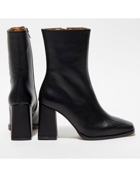 Bottines en Cuir Romy noires - Talon 8,5 cm