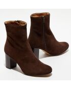 Bottines en Velours de Cuir Ginny marron - Talon 7,5 cm