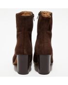 Bottines en Velours de Cuir Ginny marron - Talon 7,5 cm