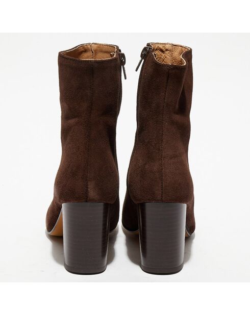 Bottines en Velours de Cuir Ginny marron - Talon 7,5 cm