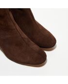 Bottines en Velours de Cuir Ginny marron - Talon 7,5 cm