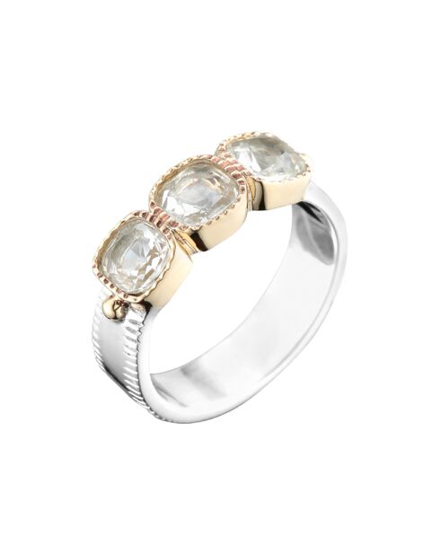 Bague en Argent, Laiton & Cristal