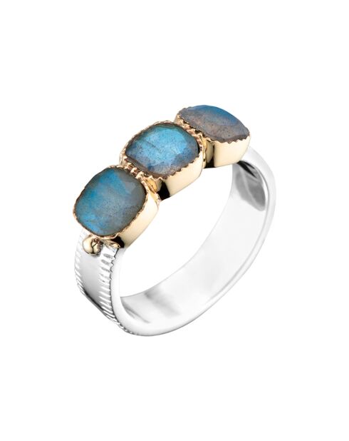 Bague en Argent, Laiton & Labradorite