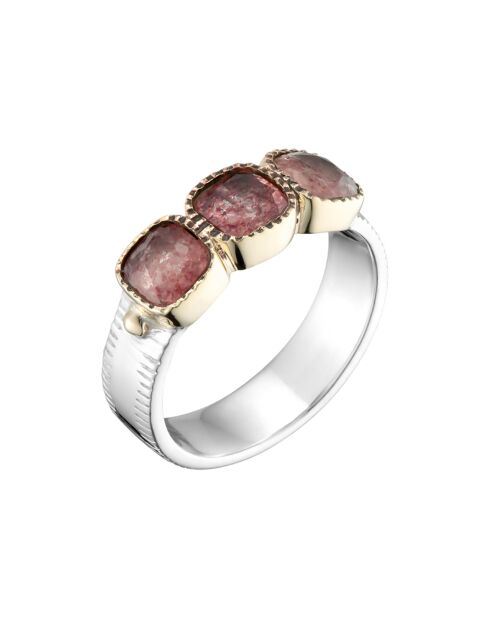 Bague en Argent, Laiton & Quartz fraise