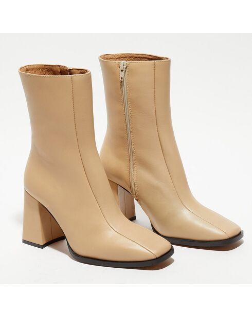 Bottines en Cuir Romy taupe - Talon 8,5 cm