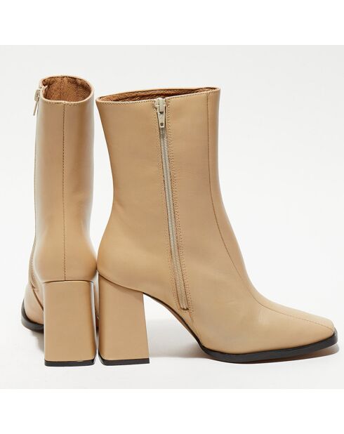 Bottines en Cuir Romy taupe - Talon 8,5 cm