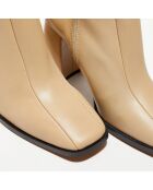 Bottines en Cuir Romy taupe - Talon 8,5 cm