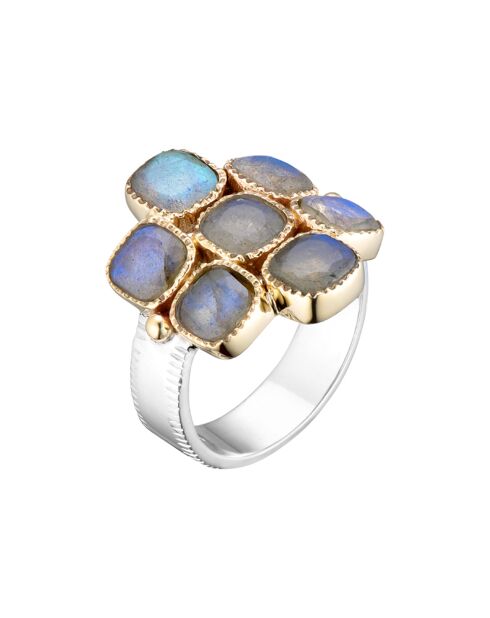 Bague en Argent, Laiton & Labradorite