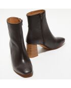 Bottines en Cuir Alba marron - Talon 8,5 cm