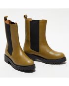 Chelsea Boots en Cuir Carmen kaki