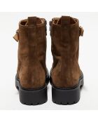 Boots en Velours de Cuir Jeanne taupe