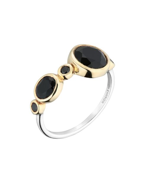Bague en Argent, Laiton & Onyx noir