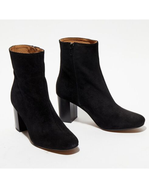 Bottines en Velours de Cuir Ginny noires - Talon 7,5 cm