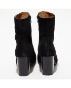 Bottines en Velours de Cuir Ginny noires - Talon 7,5 cm