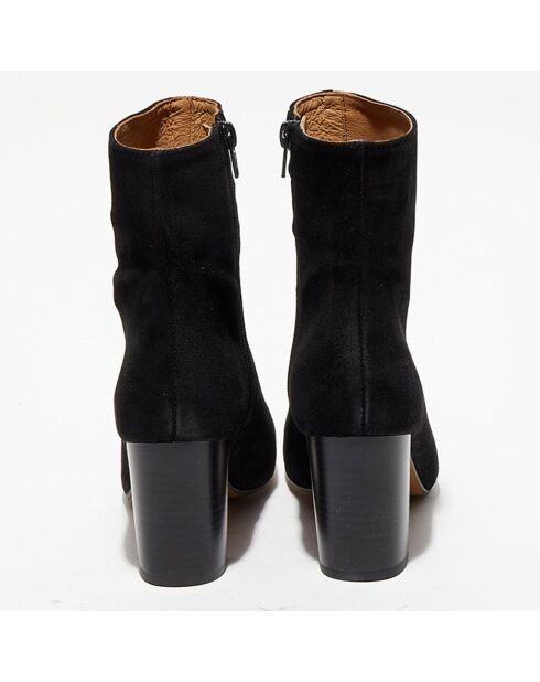 Bottines en Velours de Cuir Ginny noires - Talon 7,5 cm