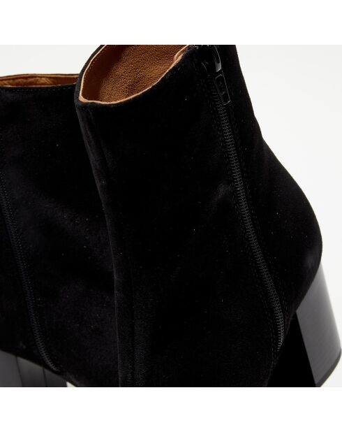 Bottines en Velours de Cuir Ginny noires - Talon 7,5 cm