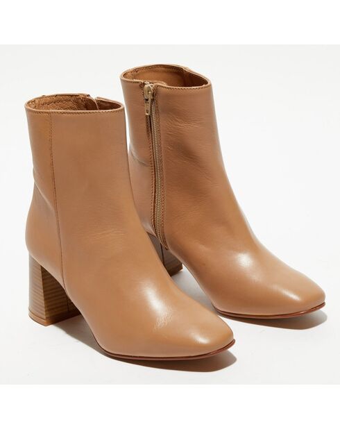 Bottines en Cuir Alba camel - Talon 8,5 cm